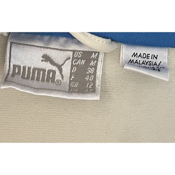 Y2K Puma Tracksuit 2 Piece Jacket Sweatpants Women’s Sz Medium Cream & Blue - Picture 7 of 16